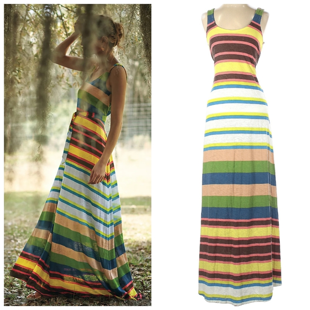 Tracy Reese Stripe Wrap Belt Maxi Dress XS Anthropologie